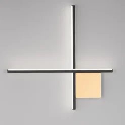Applique Da Parete-Selezionato da Mazzolaluce Applique oro nero design moderna bacchette 50cm led 15w 3000k