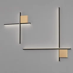 Applique Da Parete-Selezionato da Mazzolaluce Applique oro nero design moderna bacchette 50cm led 15w 3000k