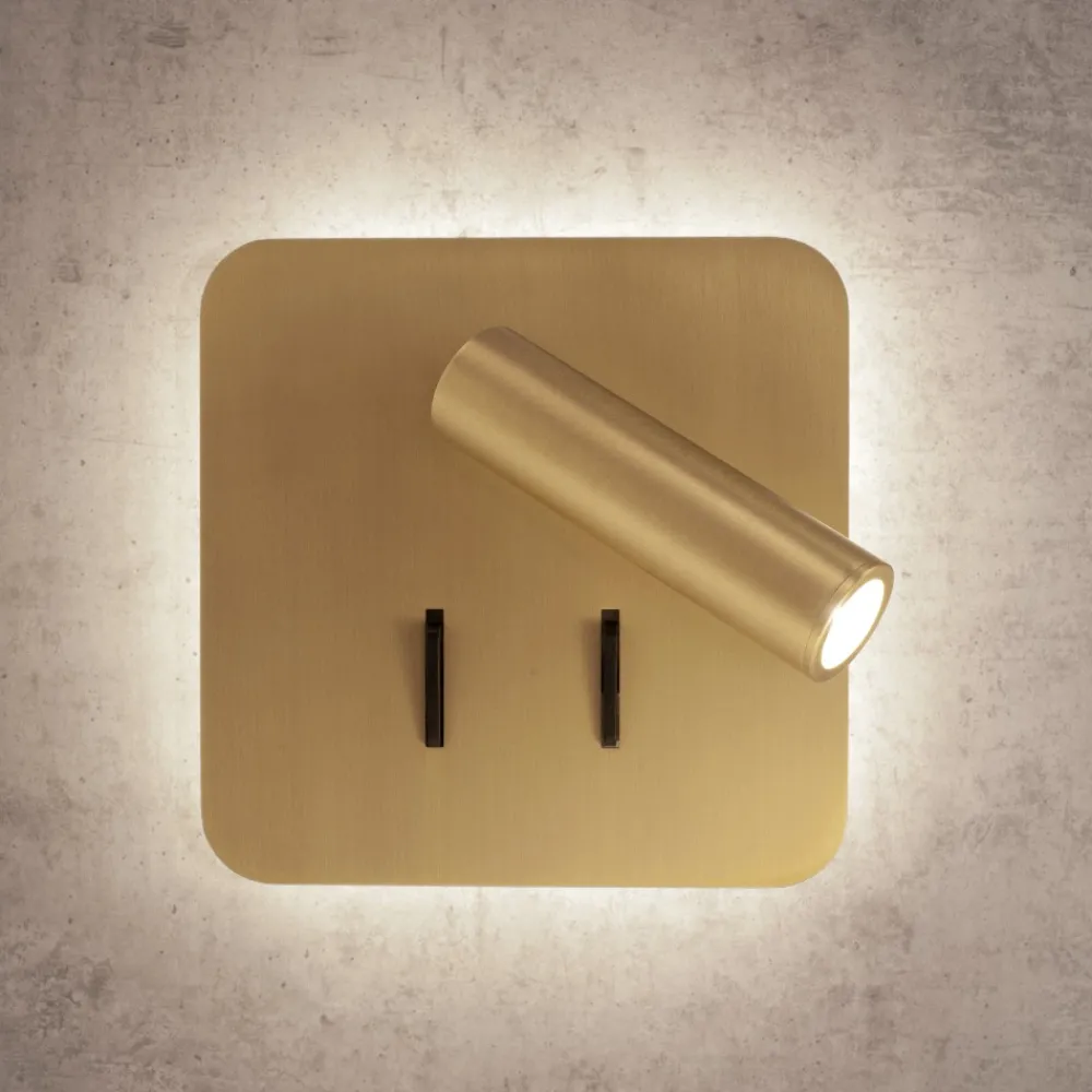 Applique Da Parete-Selezionato da Mazzolaluce Applique oro per comodini camera da letto 2 luci con interruttore