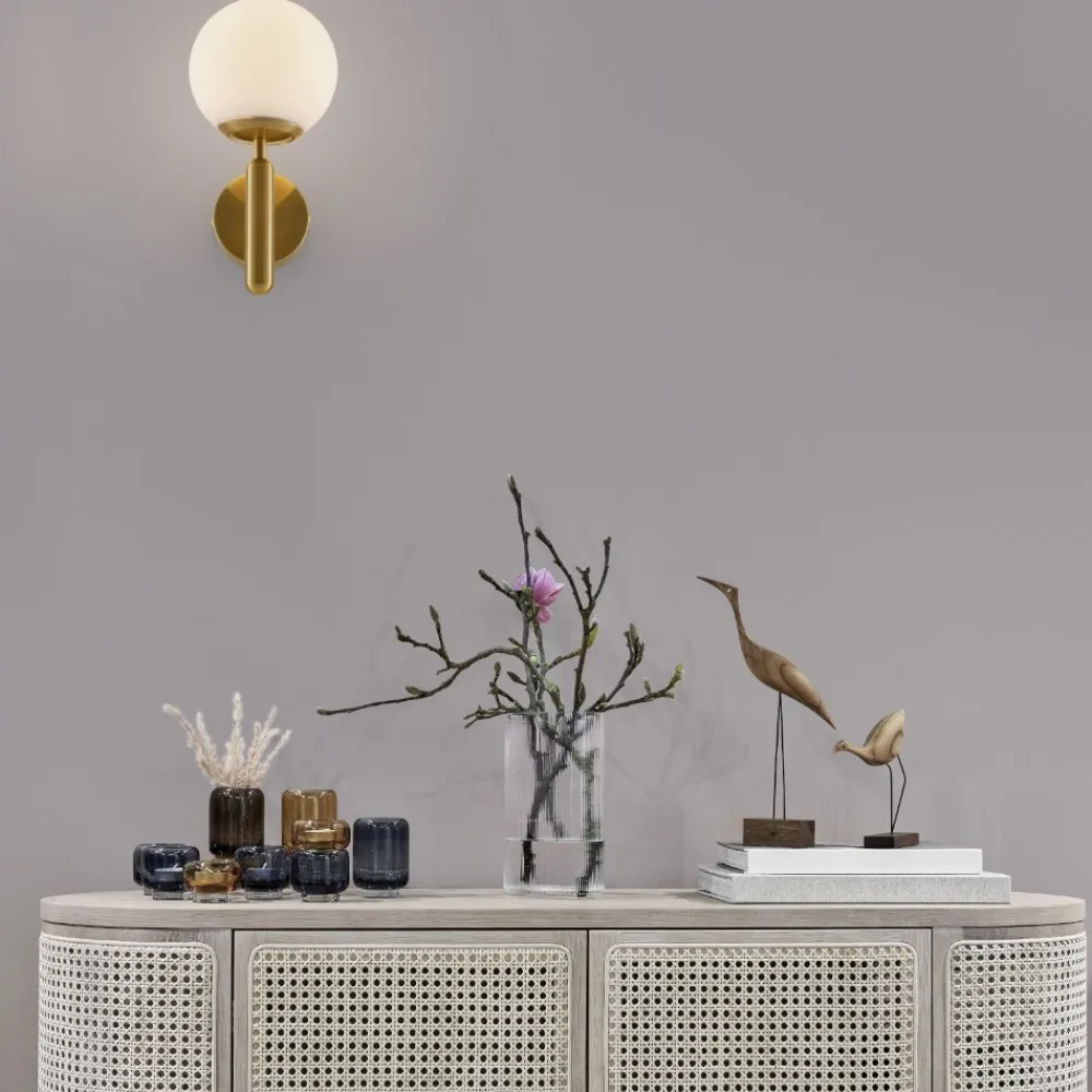 Applique Da Parete-Selezionato da Mazzolaluce Applique oro stile sfera vetro bianco