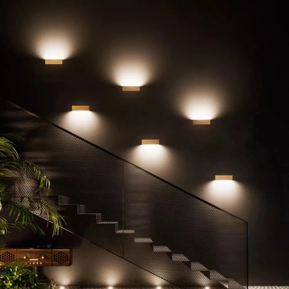 Applique Da Parete-Linea Light Applique ottone box w1 mono emissione led 14w 2700k