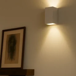 Applique Da Parete-Selezionato da Mazzolaluce Applique parallelepipedo 2 luci di gesso ceramica bianco verniciabile