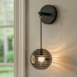 Applique Da Parete-Selezionato da Mazzolaluce Applique pendente a parete nero vetro fume led 13w 3000k