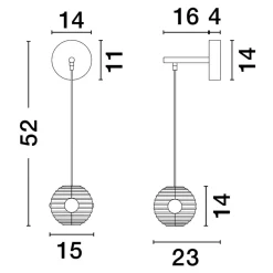 Applique Da Parete-Selezionato da Mazzolaluce Applique pendente a parete nero vetro fume led 13w 3000k