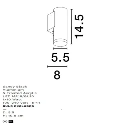 Applique Da Bagno-Selezionato da Mazzolaluce Applique per bagno moderna cilindro nero ip44