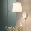 Applique Camera Da Letto-Selezionato da Mazzolaluce Applique per comodino camera da letto con interruttore paralume bianco