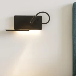 Applique Camera Da Letto-Ondaluce Applique per comodino camera da letto led nera sx ap flat presa usb