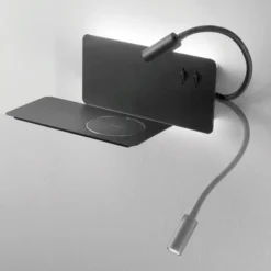 Applique Camera Da Letto-Ondaluce Applique per comodino camera da letto led nera sx ap flat presa usb