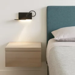Applique Camera Da Letto-Ondaluce Applique per comodino camera da letto led nera sx ap flat presa usb