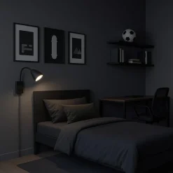 Applique Camera Da Letto-Selezionato da Mazzolaluce Applique per comodino cameretta ragazzo nero opaco luce orientabile
