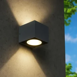 Applique Da Esterno-Selezionato da Mazzolaluce Applique per esterno balcone cubo grafite biemissione led 12w 4000k