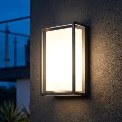 Applique Da Esterno-IsyLuce Applique per esterno balcone rettangolare antracite moderna ip65