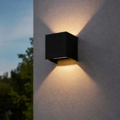 Applique Da Esterno-Ideal Lux Applique per esterno cubo nero atom ap d10 led 12w 3000k
