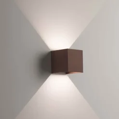 Applique Da Esterno-IsyLuce Applique per esterno led 6w 4000k cubo marrone corten