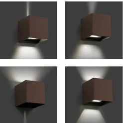 Applique Da Esterno-IsyLuce Applique per esterno led 6w 4000k cubo marrone corten