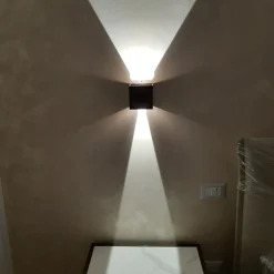 Applique Da Esterno-IsyLuce Applique per esterno led 6w 4000k cubo marrone corten