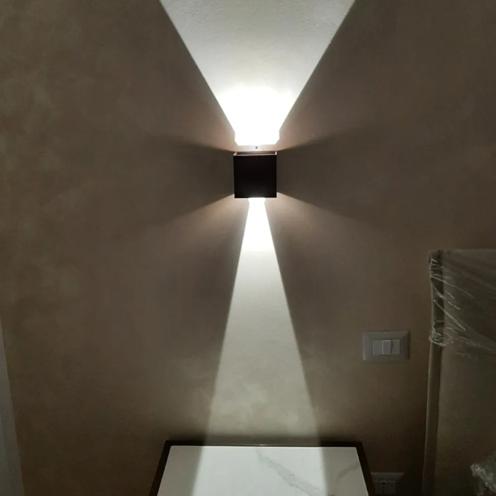 Applique Da Esterno-IsyLuce Applique per esterno led 6w 4000k cubo marrone corten