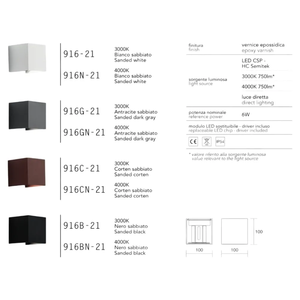 Applique Da Esterno-IsyLuce Applique per esterno led 6w 4000k cubo marrone corten