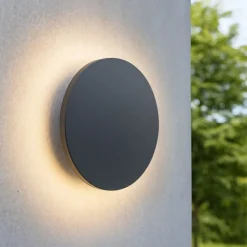 Applique Da Esterno-Ideal Lux Applique per esterno tonda antracite ip54 punto ap d24 led 12w 3000k