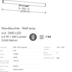 Applique Da Bagno-Selezionato da Mazzolaluce Applique per specchio bagno design nero led 6w 3000k