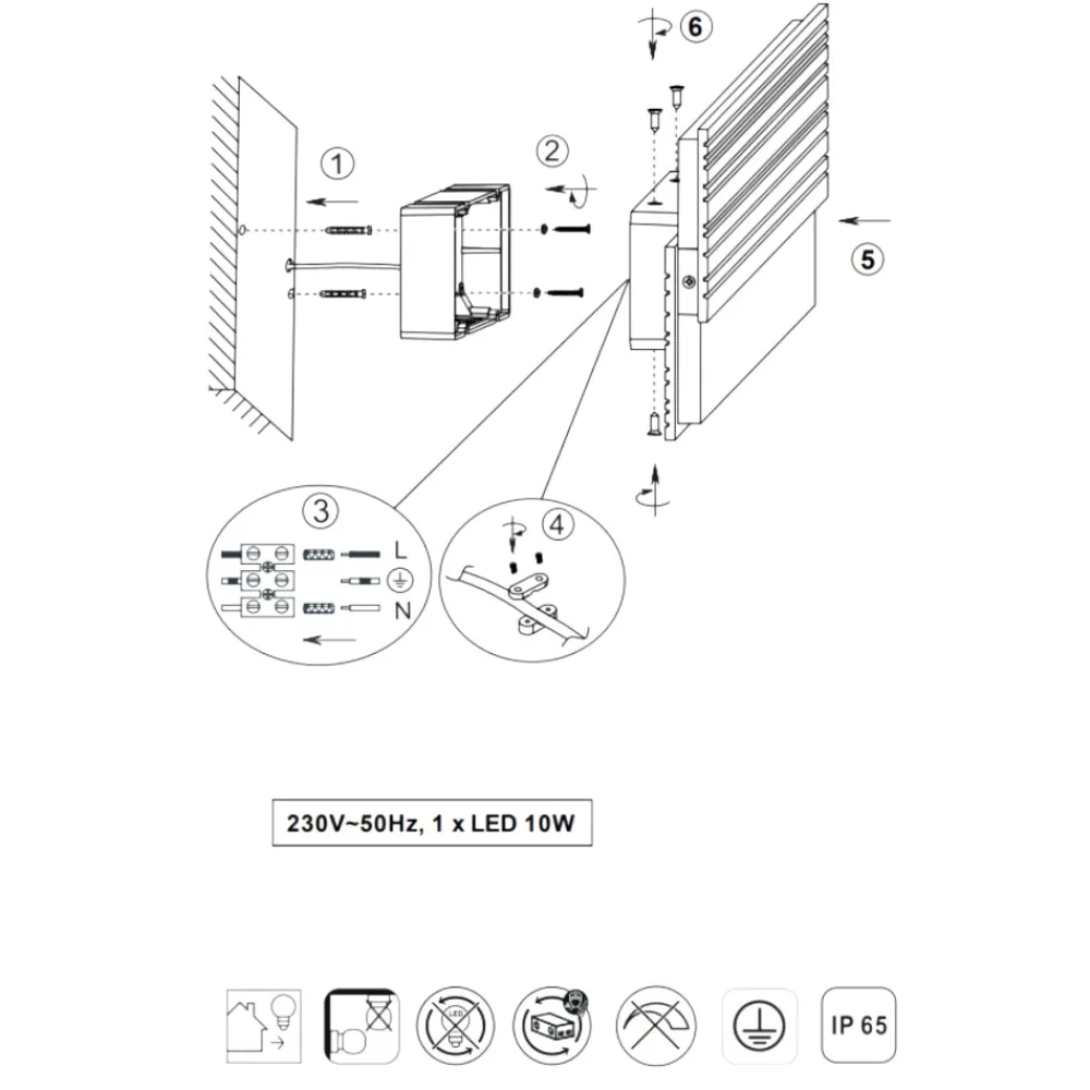Applique Da Esterno-Selezionato da Mazzolaluce Applique rettangolare per esterno moderna antracite led smd 10w 3000k ip44
