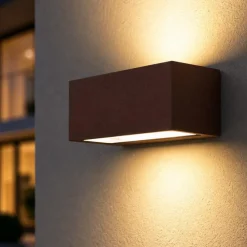 Applique Da Esterno-Top Light Applique rettangolare per esterno balcone moderna corten spa