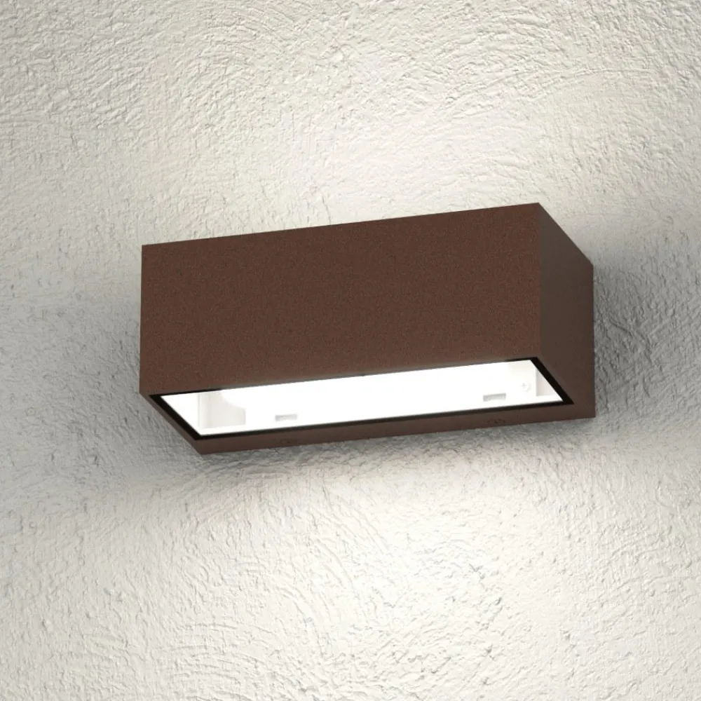 Applique Da Esterno-Top Light Applique rettangolare per esterno balcone moderna corten spa