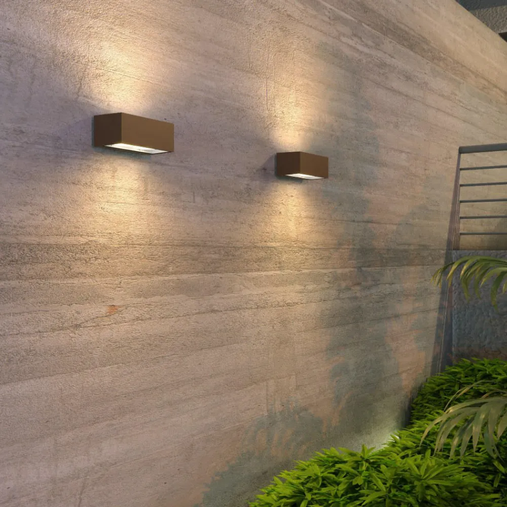 Applique Da Esterno-Top Light Applique rettangolare per esterno balcone moderna corten spa