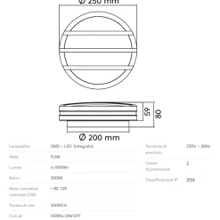 Applique Da Esterno-Selezionato da Mazzolaluce Applique rotonda da esterno antracite 9w 3000k