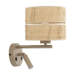 Applique Camera Da Letto-Selezionato da Mazzolaluce Applique sabbia da comodino con doppia luce paralume di paglia per camera da letto