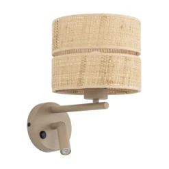 Applique Camera Da Letto-Selezionato da Mazzolaluce Applique sabbia da comodino con doppia luce paralume di paglia per camera da letto