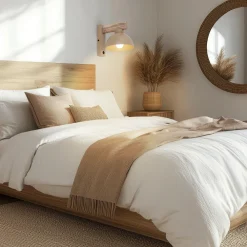 Applique Camera Da Letto-Selezionato da Mazzolaluce Applique sabbia in legno con interruttore da comodino per camera da letto