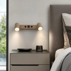 Applique Camera Da Letto-Selezionato da Mazzolaluce Applique sabbia multifunzione presa usb con interruttori per comodini camera da letto