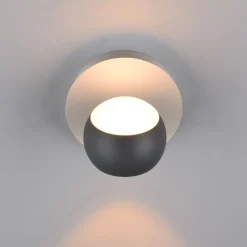 Applique Da Parete-Selezionato da Mazzolaluce Applique sfera antracite orientabile led 5w da 2700k a 65000k con telecomando