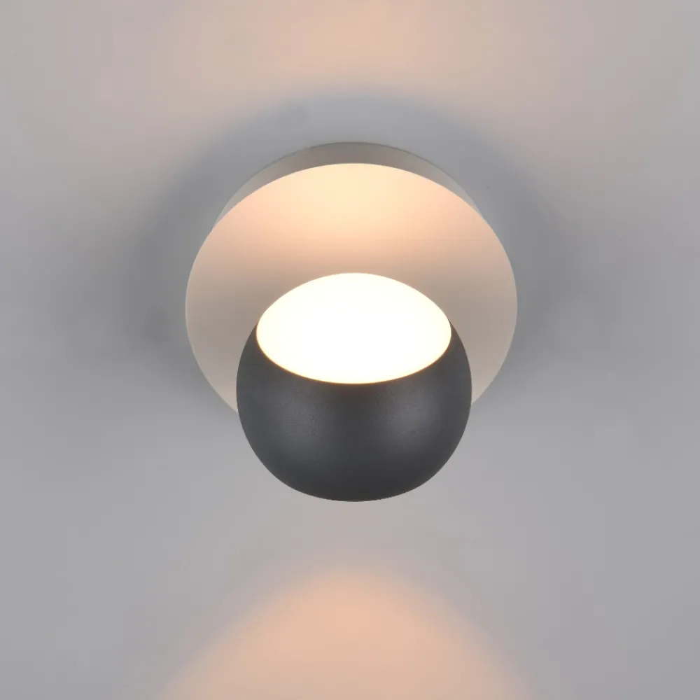 Applique Da Parete-Selezionato da Mazzolaluce Applique sfera antracite orientabile led 5w da 2700k a 65000k con telecomando