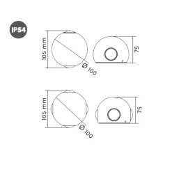 Applique Da Esterno-Selezionato da Mazzolaluce Applique sfera nera da esterno led 4w 3000k moderna