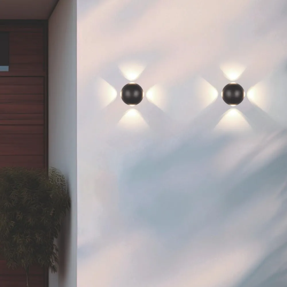 Applique Da Esterno-Selezionato da Mazzolaluce Applique sfera nera per esterno moderna 4 luci led 8w 3000k