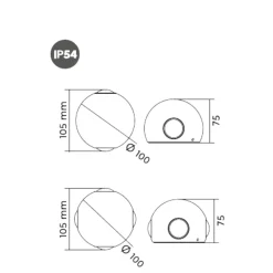 Applique Da Esterno-Selezionato da Mazzolaluce Applique sfera nera per esterno moderna 4 luci led 8w 3000k