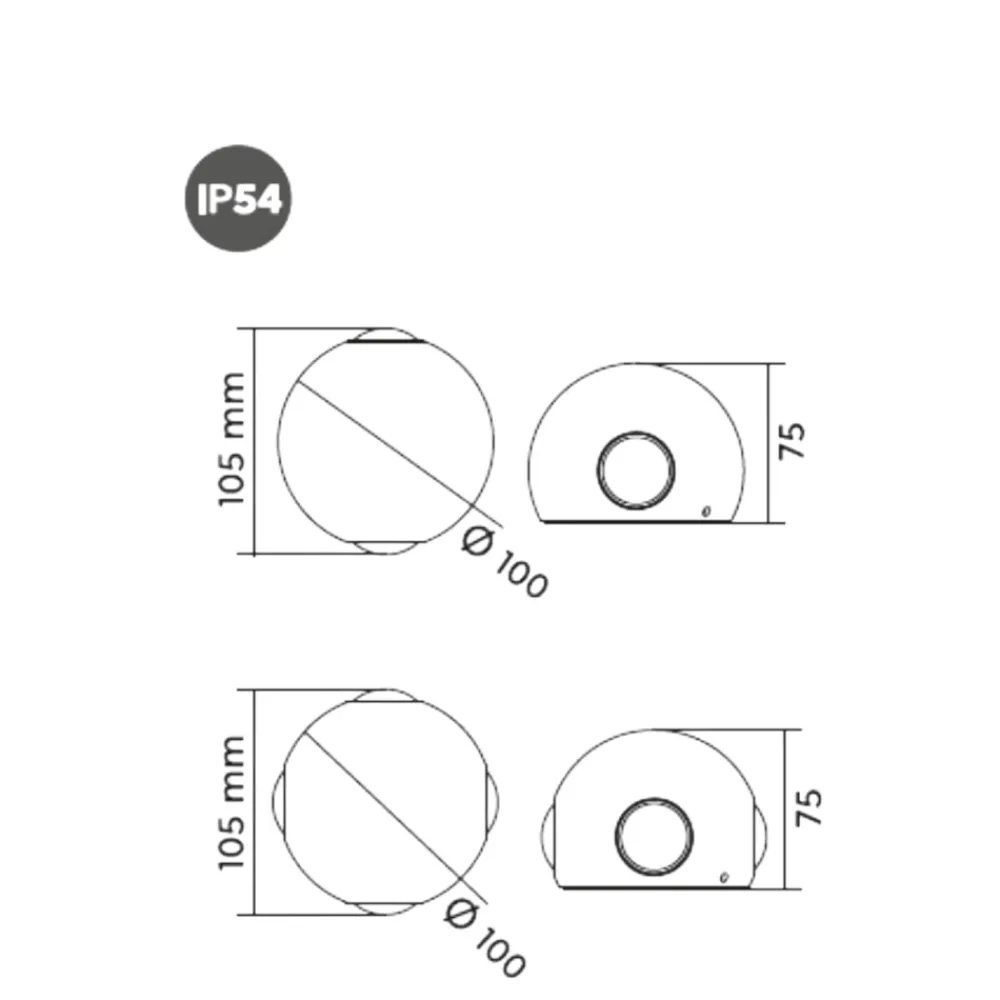 Applique Da Esterno-Selezionato da Mazzolaluce Applique sfera nera per esterno moderna 4 luci led 8w 3000k
