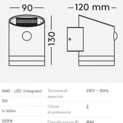 Applique Da Esterno-Selezionato da Mazzolaluce Applique solare per esterno led 3w 3000k con sensore di movimento