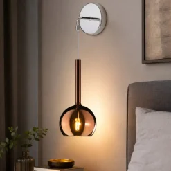 Applique Camera Da Letto-Top Light Applique sospensione per comodino vetro rame per camera da letto moderna toplight