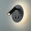 Applique Camera Da Letto-Perenz Illuminazione Applique tondo nera per comodini camera da letto doppia luce plug perenz
