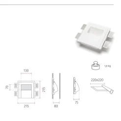 Applique Da Parete-Selezionato da Mazzolaluce Applique vela da incasso parete led 9w 3000k di gesso cristaly a scomparsa