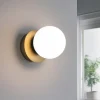 Applique Da Parete-Vivida International Applique vivida pearl led 4w 3000k oro spazzolato sfera vetro bianco