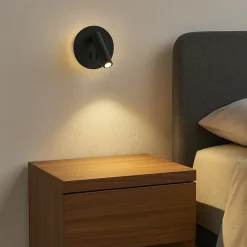 Applique Camera Da Letto-Ondaluce Ap sella applique led orientabile nero tondo