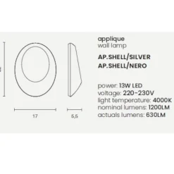 Applique Da Esterno-Ondaluce Ap shell applique da esterno design led grigio silver
