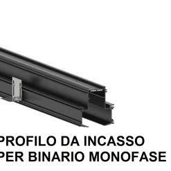 Illuminazione A Binario-Ideal Lux Arca binario da incasso monofase nero 1mt 48v