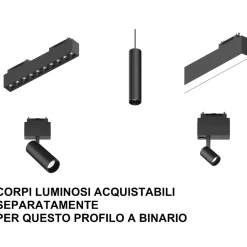 Illuminazione A Binario-Ideal Lux Arca binario da incasso monofase nero 1mt 48v