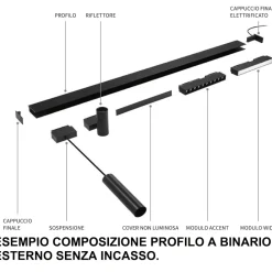 Illuminazione A Binario-Ideal Lux Arca track faretto led orientabile 48v per binario 14w 3000k monofase ottica 36