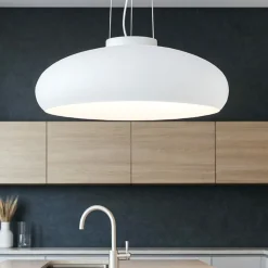 Lampadari Cucina-Ideal Lux Aria sp1 lampadario da cucina moderna cupola vetro bianco schiacciata